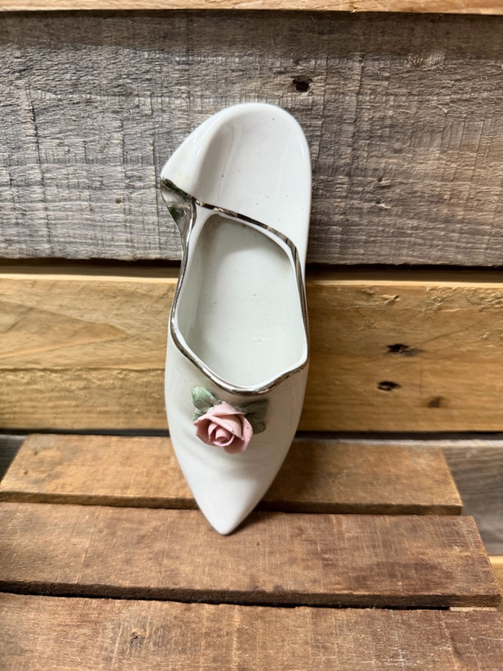 Vintage Porcelain Slipper Figurine Shoe by Dresden